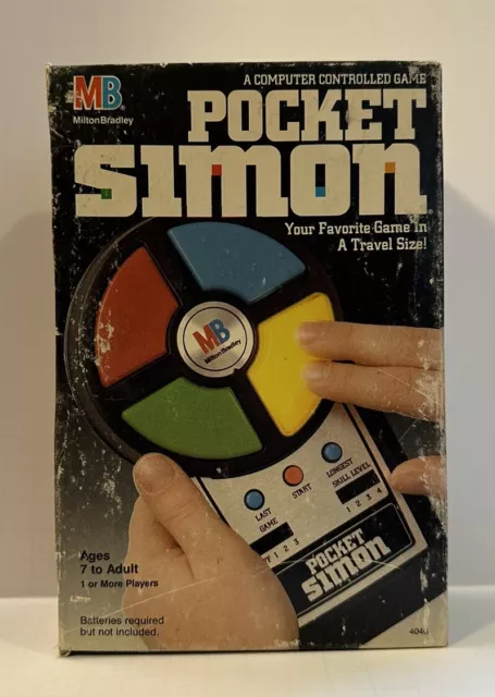 Vintage 1980 Pocket Simon Electronic Handheld Game In Box (Milton Bradley) AS IS