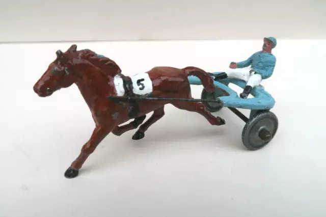 Jouet Ancien Quiralu Le Sulky #5 Bleu Jeu de Course Hippique Chevaux Tiercé