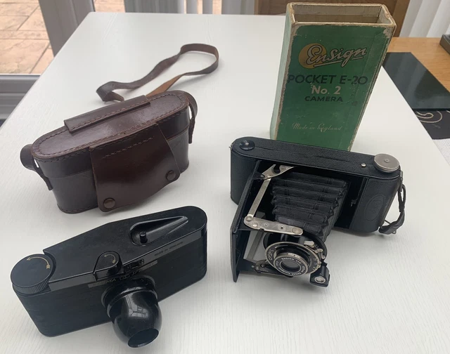LOTE DE TRABAJO ESPECIAL de bolsillo plegable y Purma con bandera de cámaras antiguas vintage