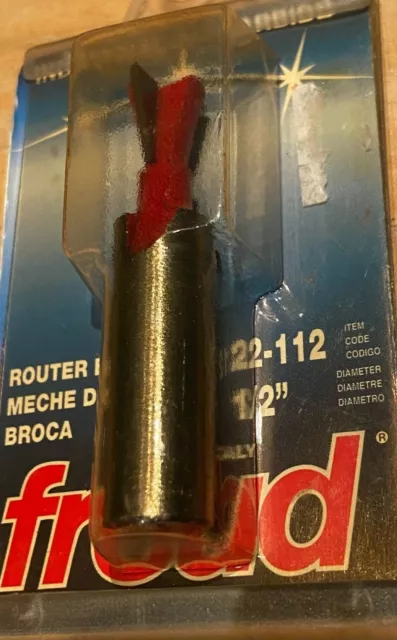 22-112 Freud Dovetail Carbide Tipped Bit, 1/2", New, 1/2" Shank