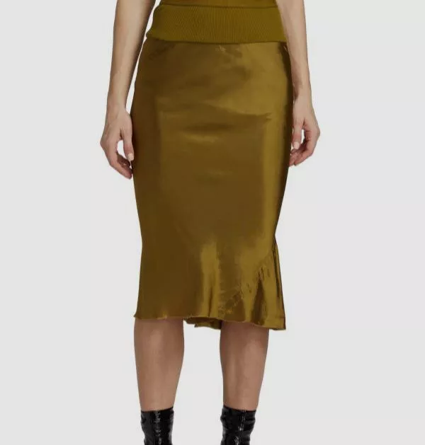 $575 Rick Owens Women's Yellow Knee-Length Bias Skirt Size 46