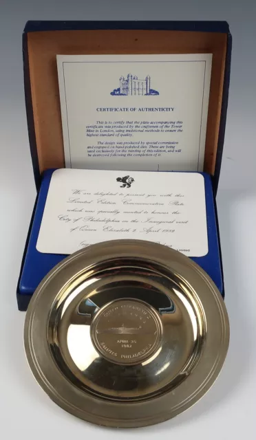 1982 Cunard Queen Elizabeth II Philadelphia Visit Commemorative Plate in Box QE2