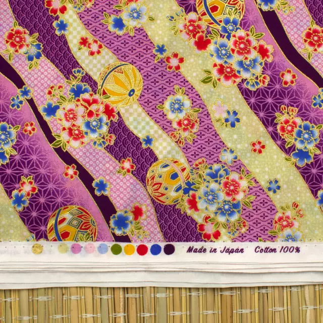 Made In Japan Purple Sakura 100% Cotton Fabric Fat Quarter Quilting FQ #0127