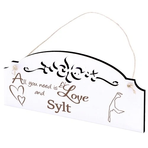 Holzschild ‚All You Need Is Love And A Tandem‘ – Wanddeko 20x10 Cm Im Retro-Design, Mit Juteband