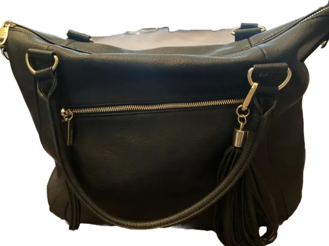 Steve Madden Black Faux Leather Shoulder Bag Tote Purse Satchel Handbag Large