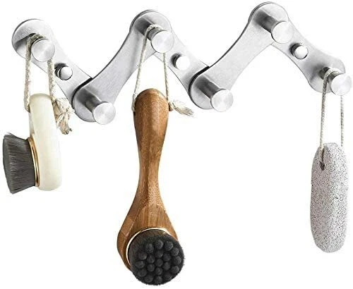 DIY 6 Towel Hooks, Wall Mounted Stainless Steel Coat Hooks for Bathroom, 6 Hooks