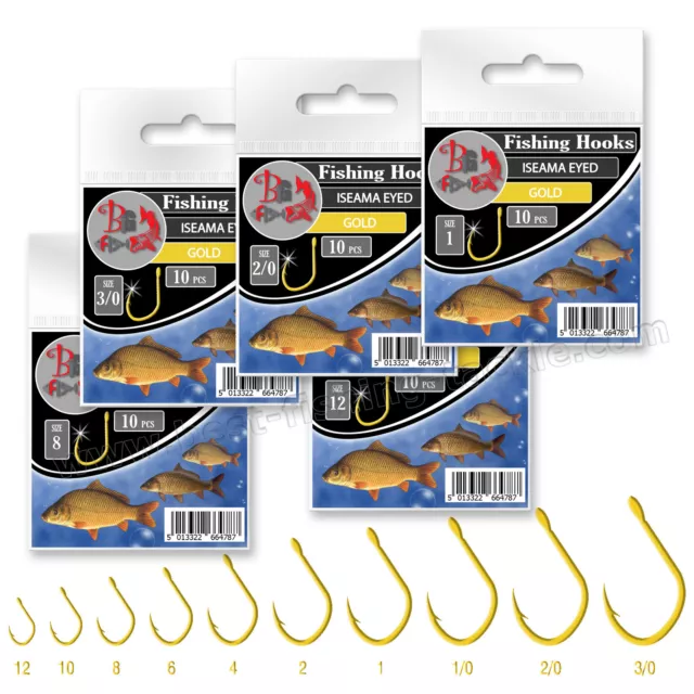 Carp Fishing Hooks Barbed Wide Gap Gold Eyed XSTRONG FORGED Chod