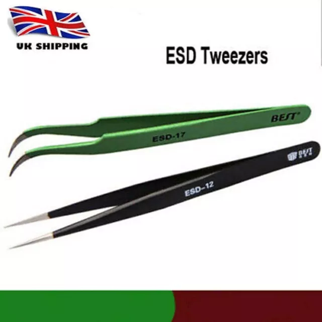 Bga Rework Soldering Anti-Static Stainless Steel Esd Tweezers