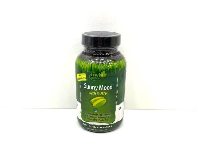 NEW IRWIN NATURALS Sunny Mood With 5HTP Supplement 80 SoftGels SEALED