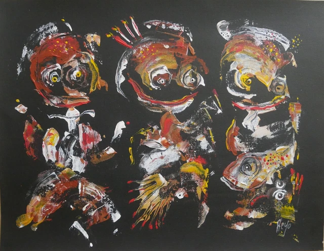 DEMELIS / Outsider art -Encre sur bois - Signé