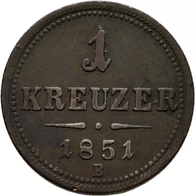 Österreich Ungarn Kremnitz  1 Kreuzer 1851 Franz Joseph 5,4 g Original #COY132