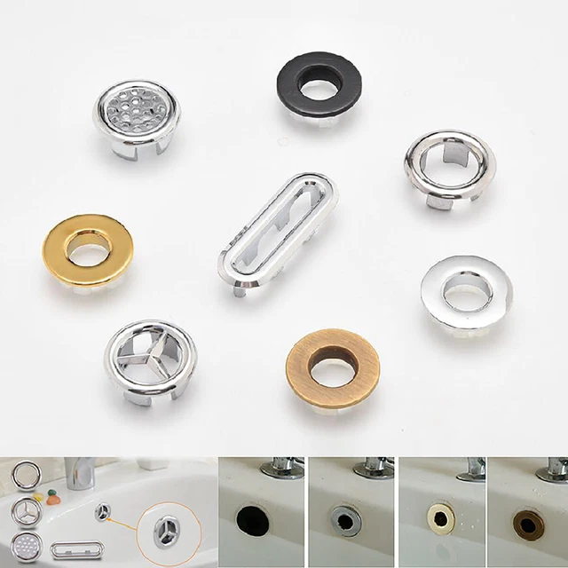 Bathroom Basin Ceramic Sink Overflow Cover Trim Replacement Hole Plug Inserts