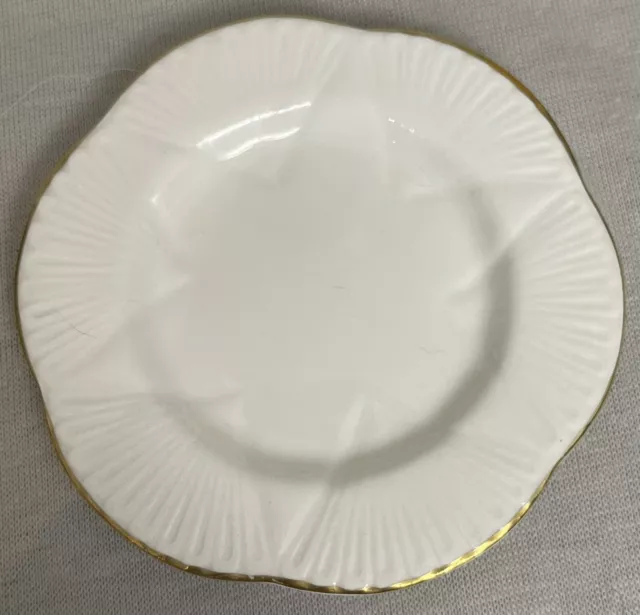 Shelley England Bone China Regency 3.75" Dainty Butter Pat White Gold Trim Vtg