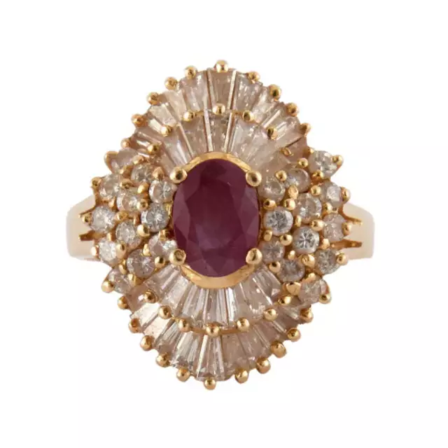 Bague Marquise Or 18k Rubis & Diamants