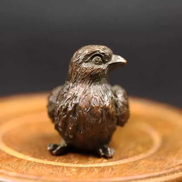 Copper Sparrow Coppertist Style Bird Statue Finely Crafted Brass Desk Ornament