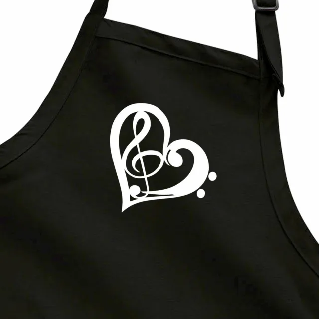 Love Apron Kitchen Cook Barking Grilling Home Chef Gift Bass Treble Clef Heart