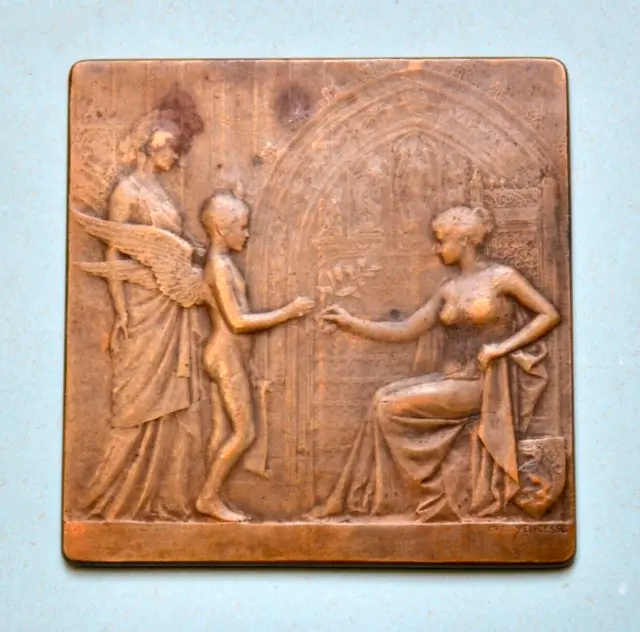 Exposition Universelle Bruxelles 1910 Plaquette  Bronze