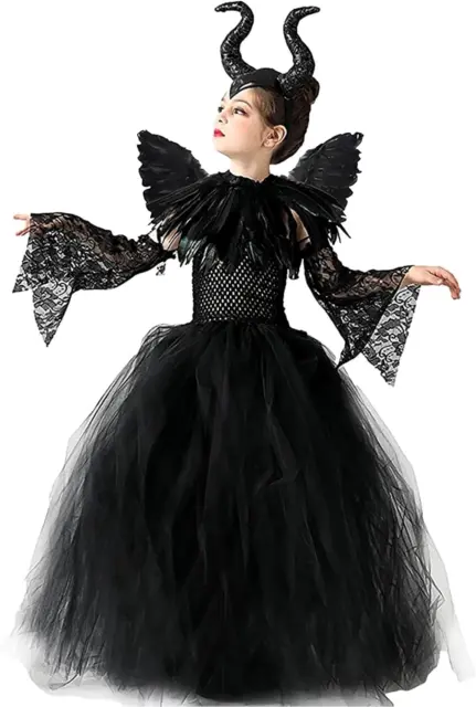 Malefica Costume Da Regina per Bambine, Regina Strega Cattiva Maleficent Hallowe