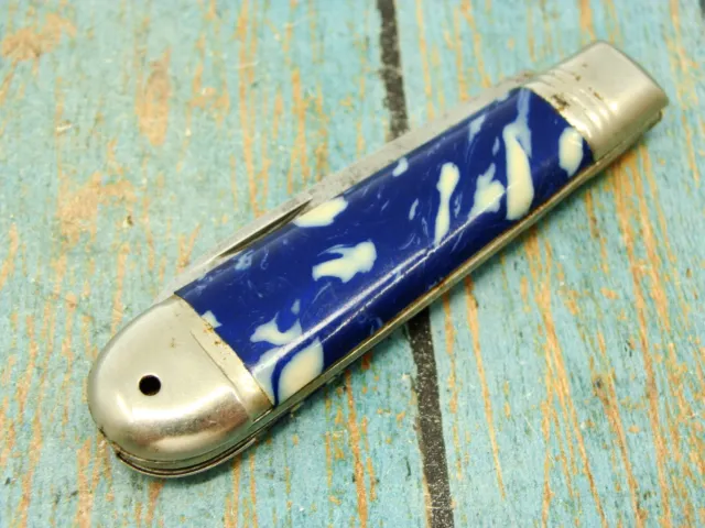 Vintage Germany German Swell End Cobalt Blue Folding Pocket Knife Knives Tools
