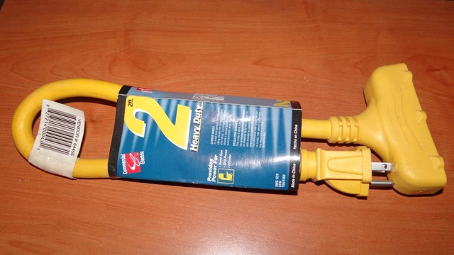 Cable de extensión corta de 2' 2 pies resistente 3 salidas construcción 15A 12 AWG