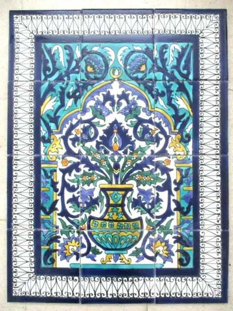 Ceramic tile art Mosaic wall mural Panel Arabesque floral BACKSPLASH 18" x 24"