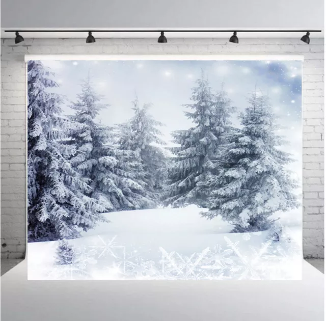 Winter Snow Forest Trees Photography Backdrop Photo Studio Background Props