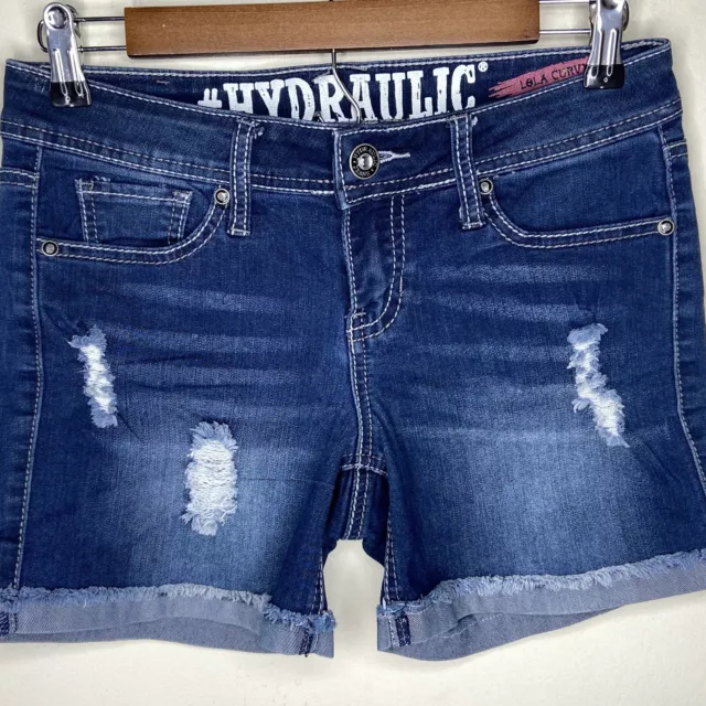 Hydraulic LoLa Curvy Women's Sz. 7/8 Jean Shorts Rhinestone Pockets Stretchy