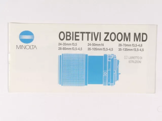 Prl) Minolta Obiettivi Zoom Md Libretto Istruzioni Manual Instruction Booklet