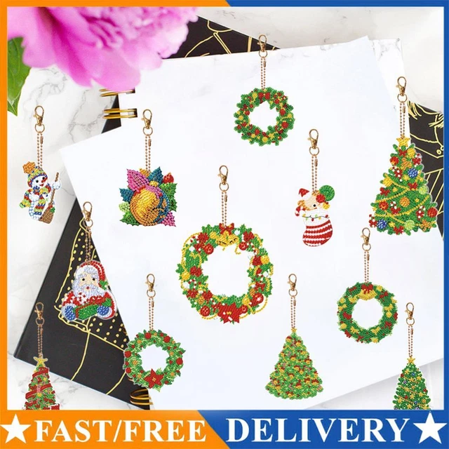 Double Sided Rhinestone Pendant Ornament Xmas Tree Special Shape Santa 6PCS AU