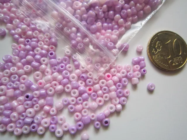 Perlas rocalla 1000 UNIDADES ó 30 g cristal 2,5 - 3 mm rosa - violeta abalorios