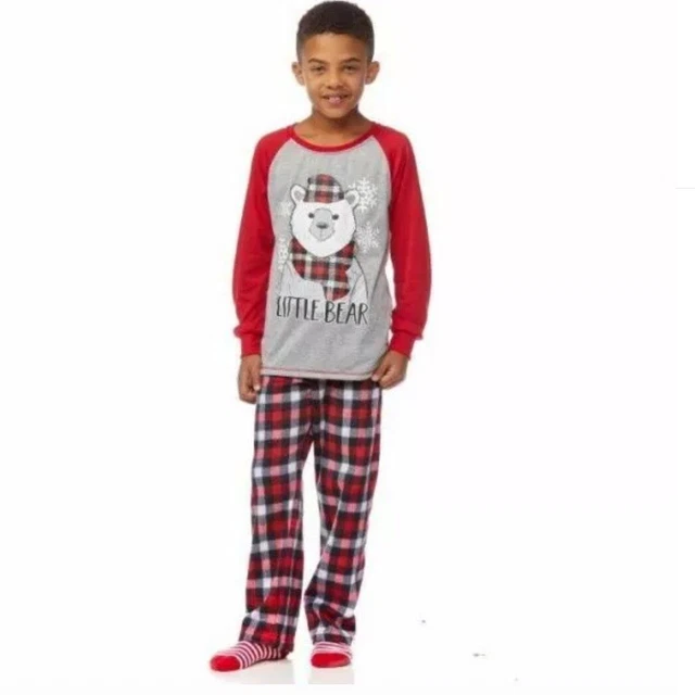 Buffalo Plaid Pajamas Boys LITTLE BEAR PJs Sz S 6/7 Sleepwear Flame Resistant