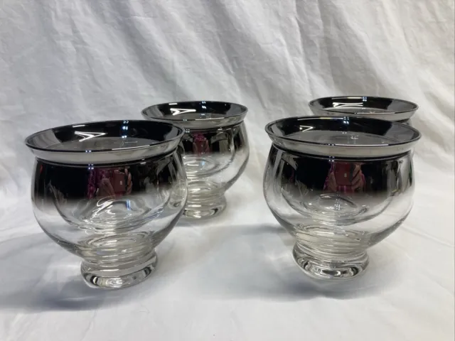 Queens Lusterware Silver Ombre or Silver Fade Shrimp Cocktail Caviar Chiller Set