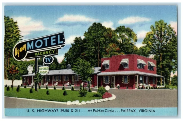 c1940's Hi-Way Motel & Restaurant Cottages Roadside Fairfax Virginia VA Postcard
