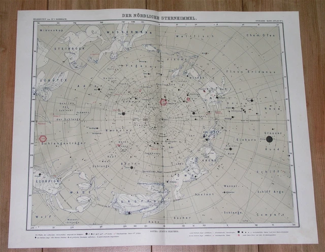 1912 Antique Celestial Map Of Northern Sky Heavens Stars Astronomy