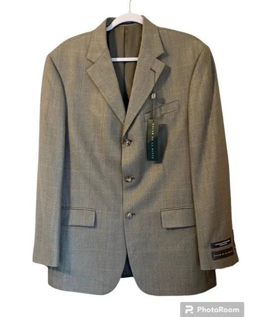 Oscar de La Renta Blazer Men 40R Suit Jacket UltraLux Silk Herringbone Olive NWT