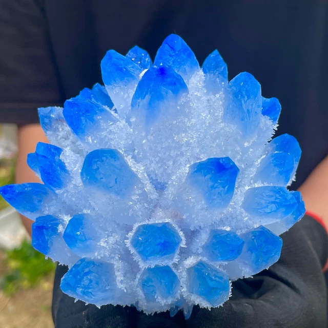 1.9LB New Find sky blue Phantom Quartz Crystal Cluster Mineral Specimen Healing 3