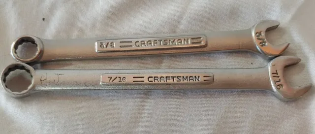 Craftsman Combination Wrench 12pt sizes 3/8 & 7/16 SAE FORGED IN USA