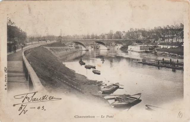 Carte postale ancienne Tour de Marne CHARENTON VAL-DE-MARNE le pont timbrée