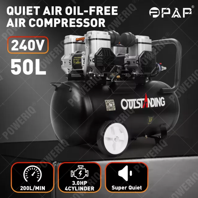 50L Air Compressor 3.0HP Oil-Free Quiet Electric Portable Air Inflator AU STOCK