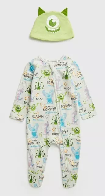 Monsters Inc. Sleepsuit & Hat for Baby Boy. Age 9-12 m. NEW