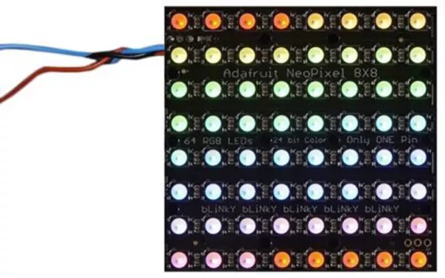 Adafruit 2872, NeoPixel NeoMatrix 64 RGBW kühlweiß LED Matrix Modul