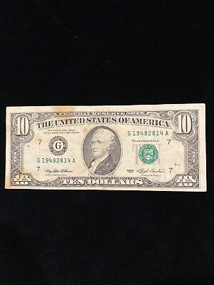 1993 $10 Ten Dollar Bill Federal Reserve Note Chicago Vintage Bill F-2030G Small