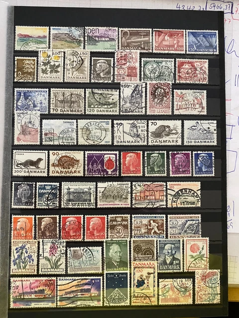 Briefmarken Dänemark, Doubletten gestempelt, 1 DIN-A4-Seite, DK3