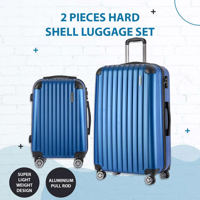 Wanderlite 2pcs Luggage Trolley Set Travel Suitcase Hard Case Carry On Bag Blue