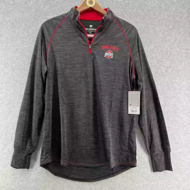 Ohio State Half-Zip Pullover Long Sleeve Shirt- Gray/Red - Women size XL-NEW