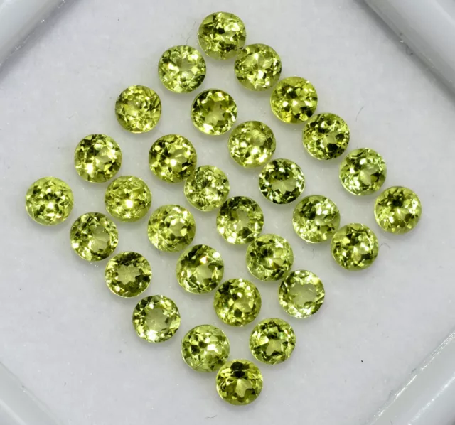 Natural Green Peridot 2 Mm Round Diamond Cut Loose Gtl Certified Gemstone Lot