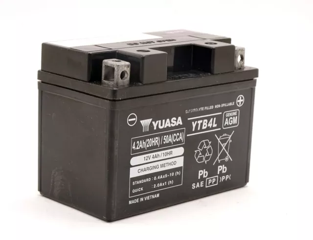 Yuasa YTB4L / YB4L-B AGM Roller Batterie 12V 4AH - Einbaufertig (CB4L-B FB4L-B) 2