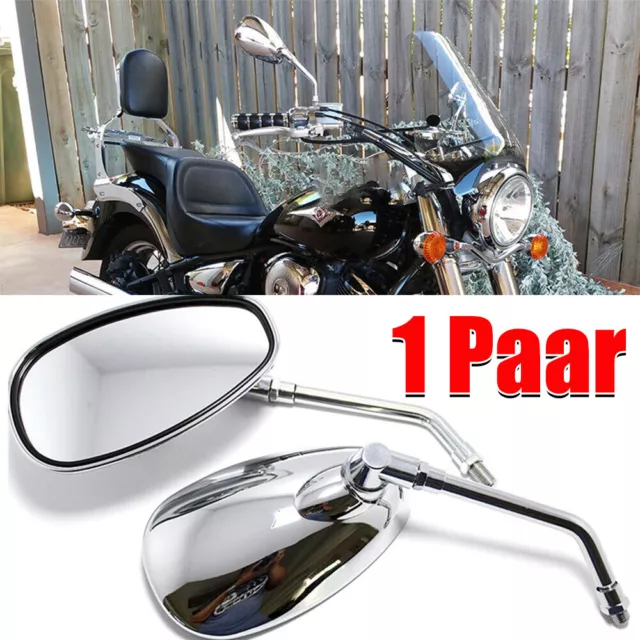 Motorcycle Rearview Mirrors Rear View Side Mirror M10 Chrome Round Long Stem UK