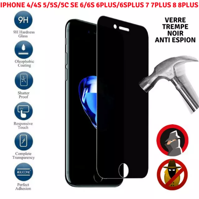 Vitre Protection Verre Trempé Anti Espion pour iPhone 14 13 12 11 PRO X XR SE 8