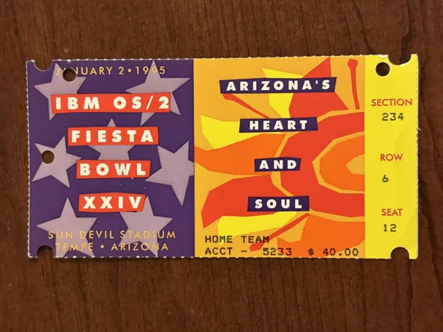 1995 Fiesta Bowl Ticket Notre Dame vs Colorado Rashaan Salaam Kordell Stewart
